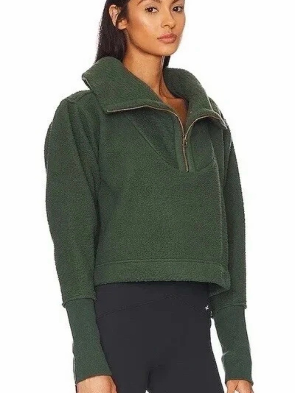Free People Pine Green Poppy Quarter Zip Pullover Medium